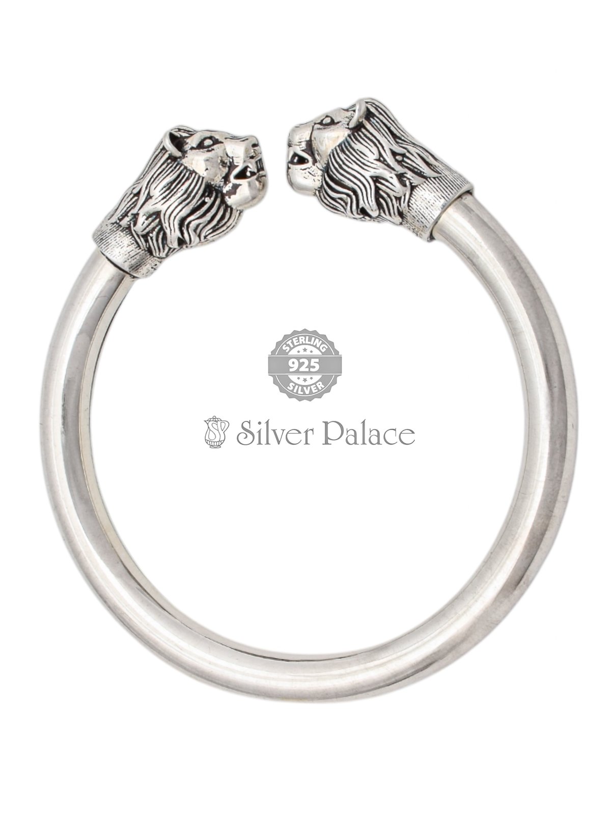 925 oxidised silver double head lion kada for men hans collection