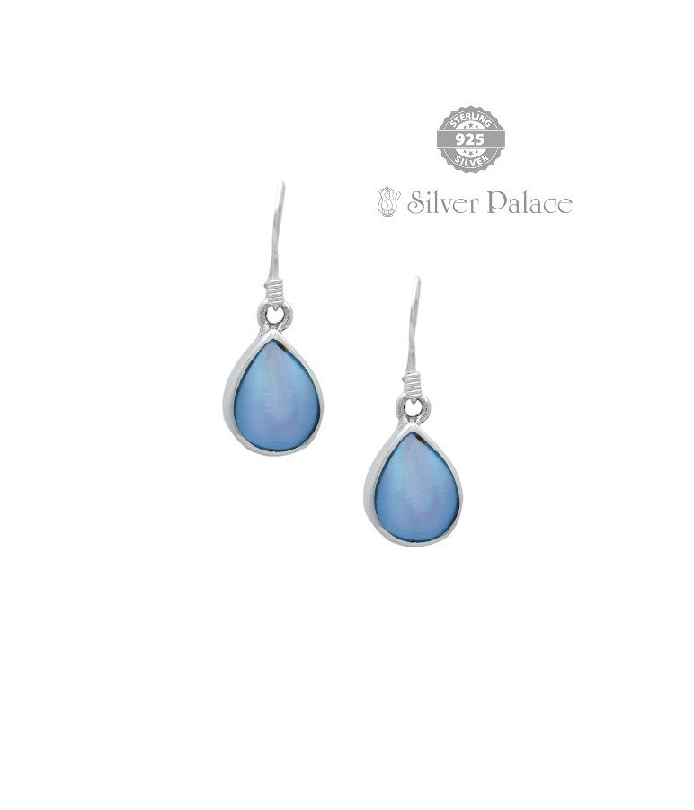 925 Silver Trishe Collections Fashion Blue MOP Studded With Fish Hook Earrings For Women For Party