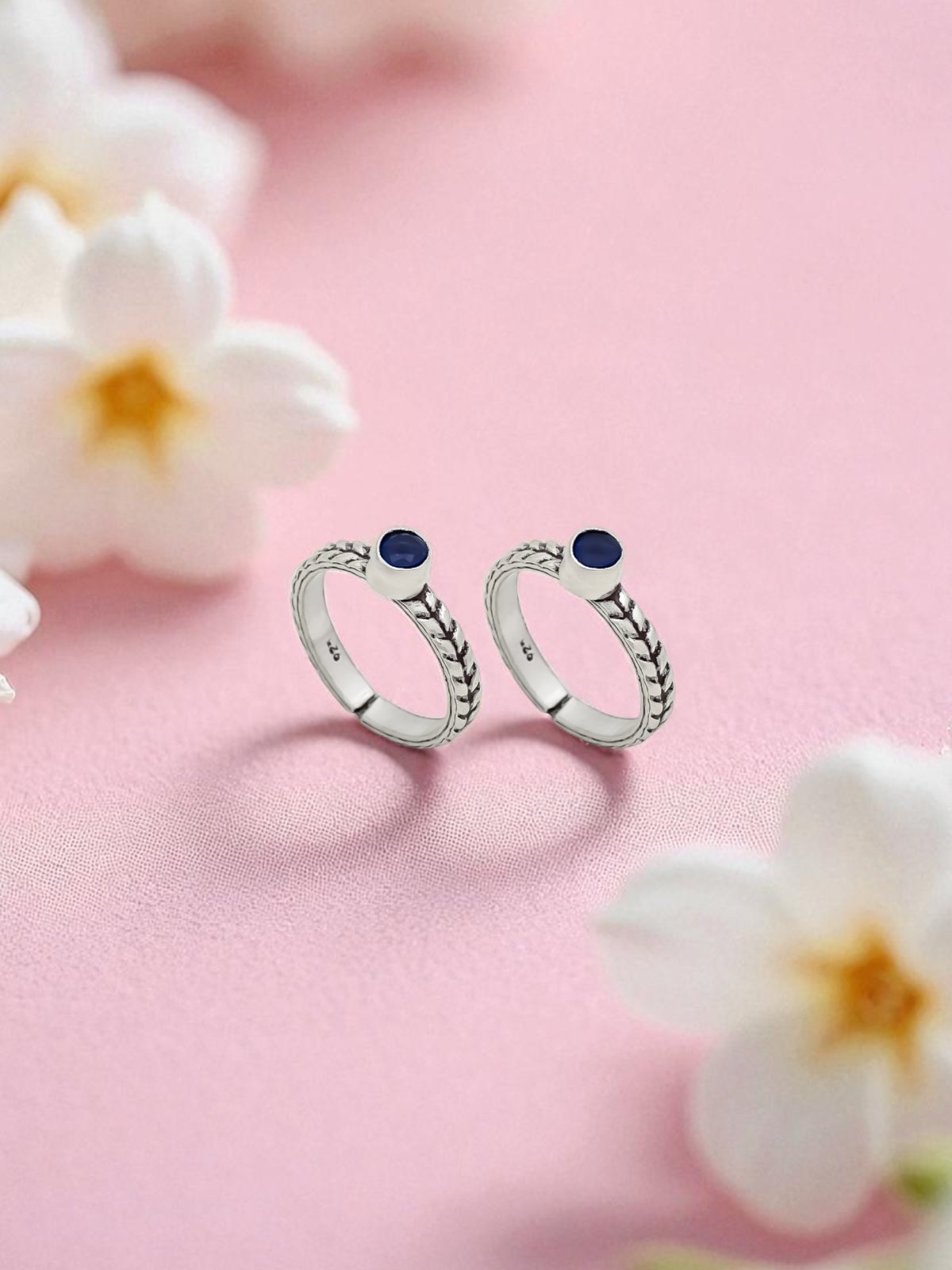 92.5 STERLING SILVER BLUE STONE TOE RING FOR LADIES NEETH COLLECTION 