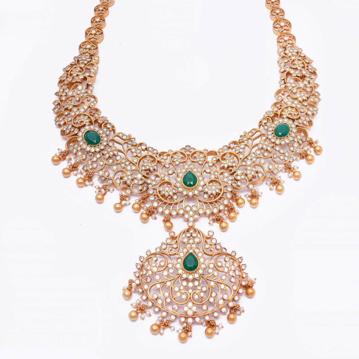 GOLD POLISHED TRADITIONAL PARTY SILVER NECKLACE FOR WOMEN 