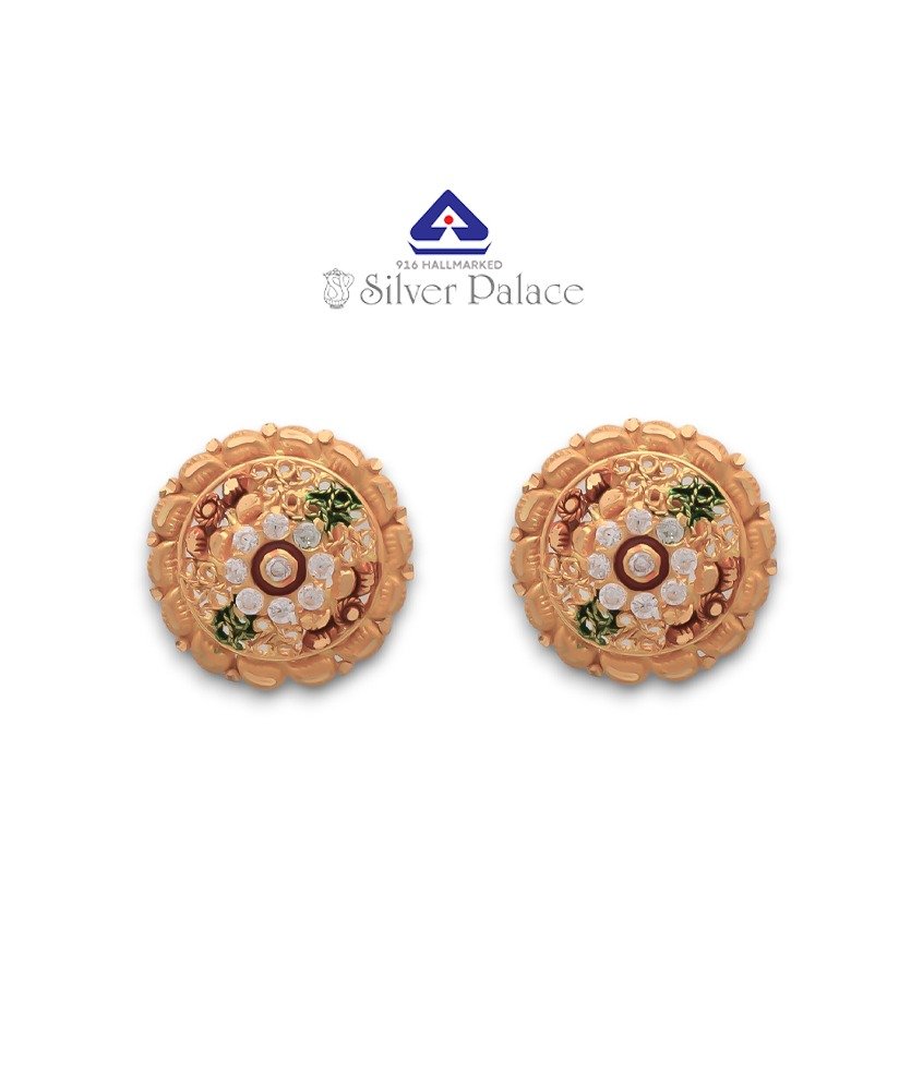 916 Pure Gold with Kanche Collection Traditional  Earrings for Women 