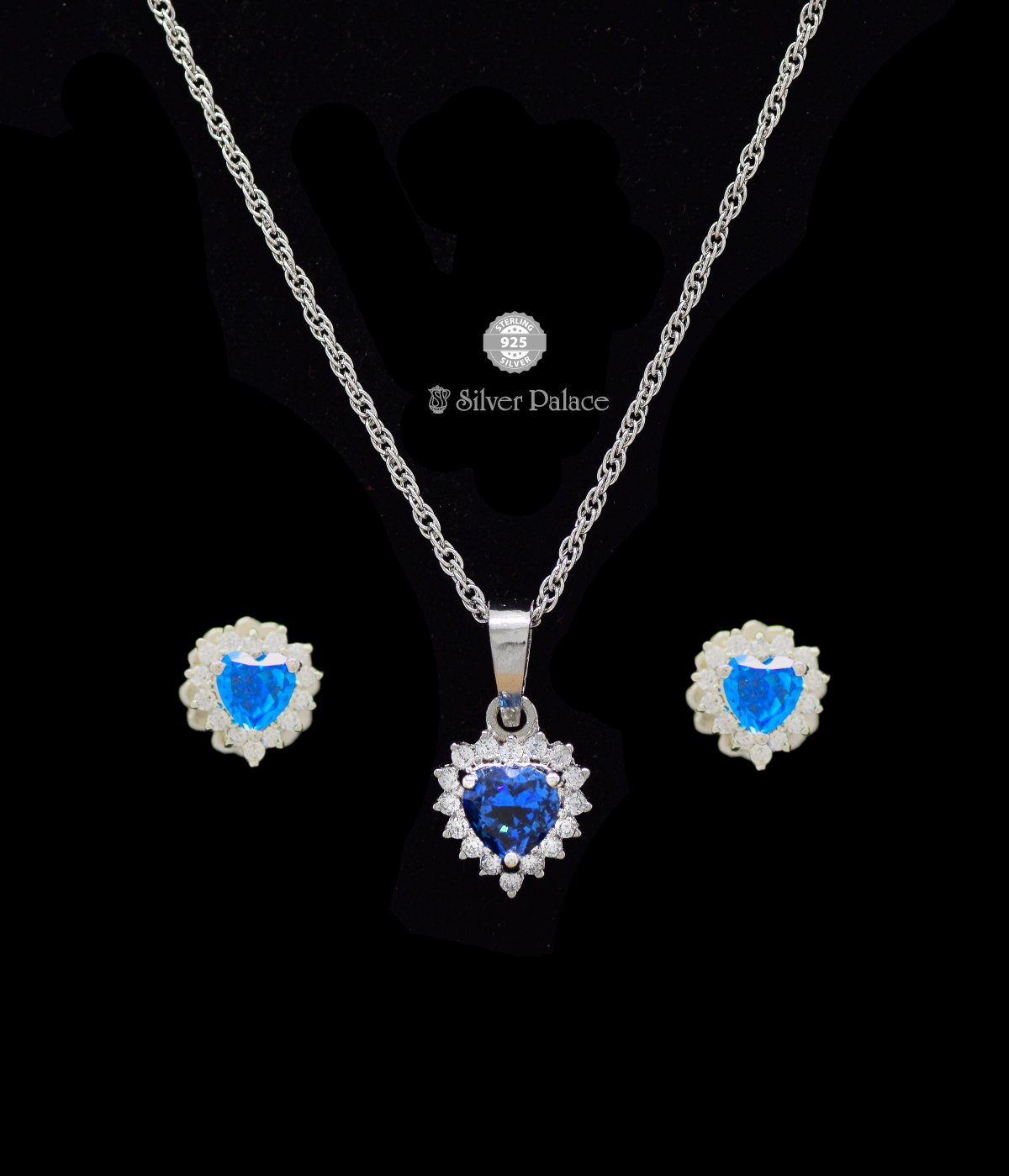 Puya Collections 925 Sterling Silver CZ Stone Studded & Heart Shape With  pendant sets for womens and girls