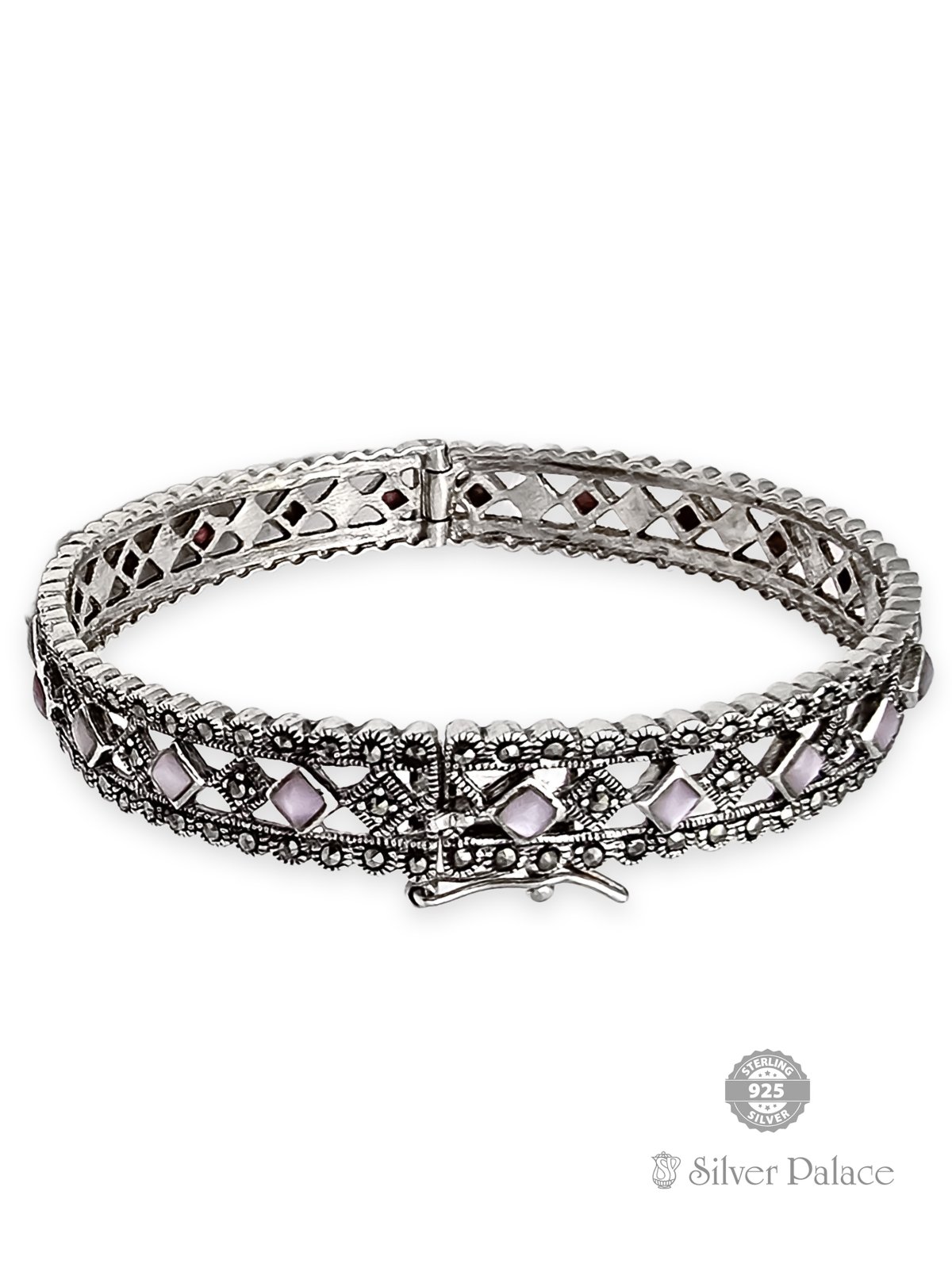 925 OXIDISED SILVER PINK STONE KADA FOR GIRLS PRITE COLLECTION 