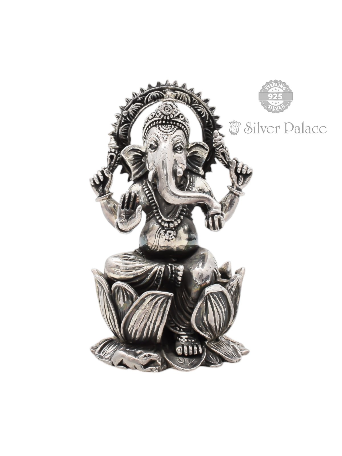 92.5 SILVER LOTUS GANESHA STATUE FOR POOJA 