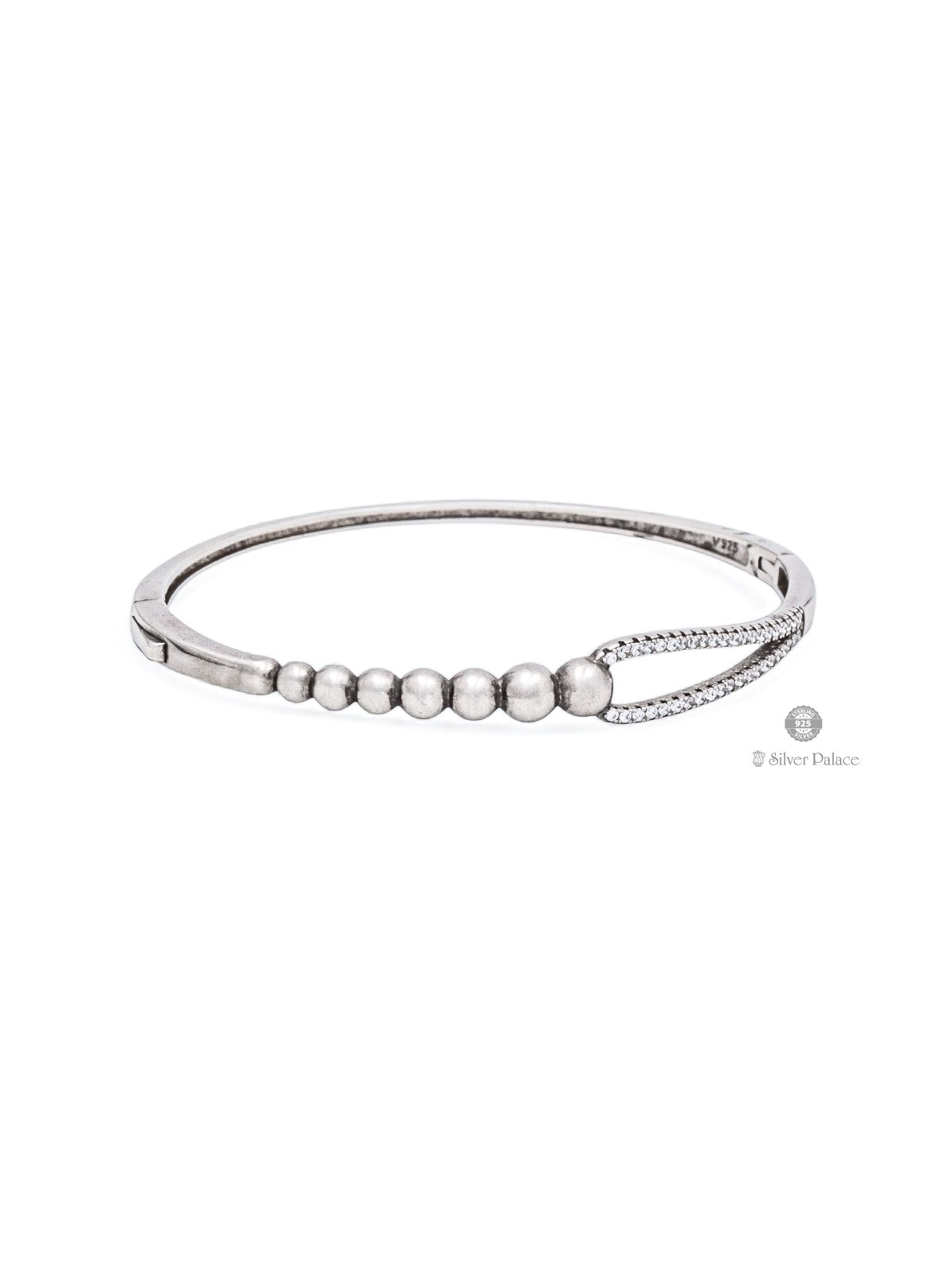 925 STERLING SILVER BEAD WITH WHITE STONE DESIGN KADA FOR GIRLS PUYA COLLECTION 