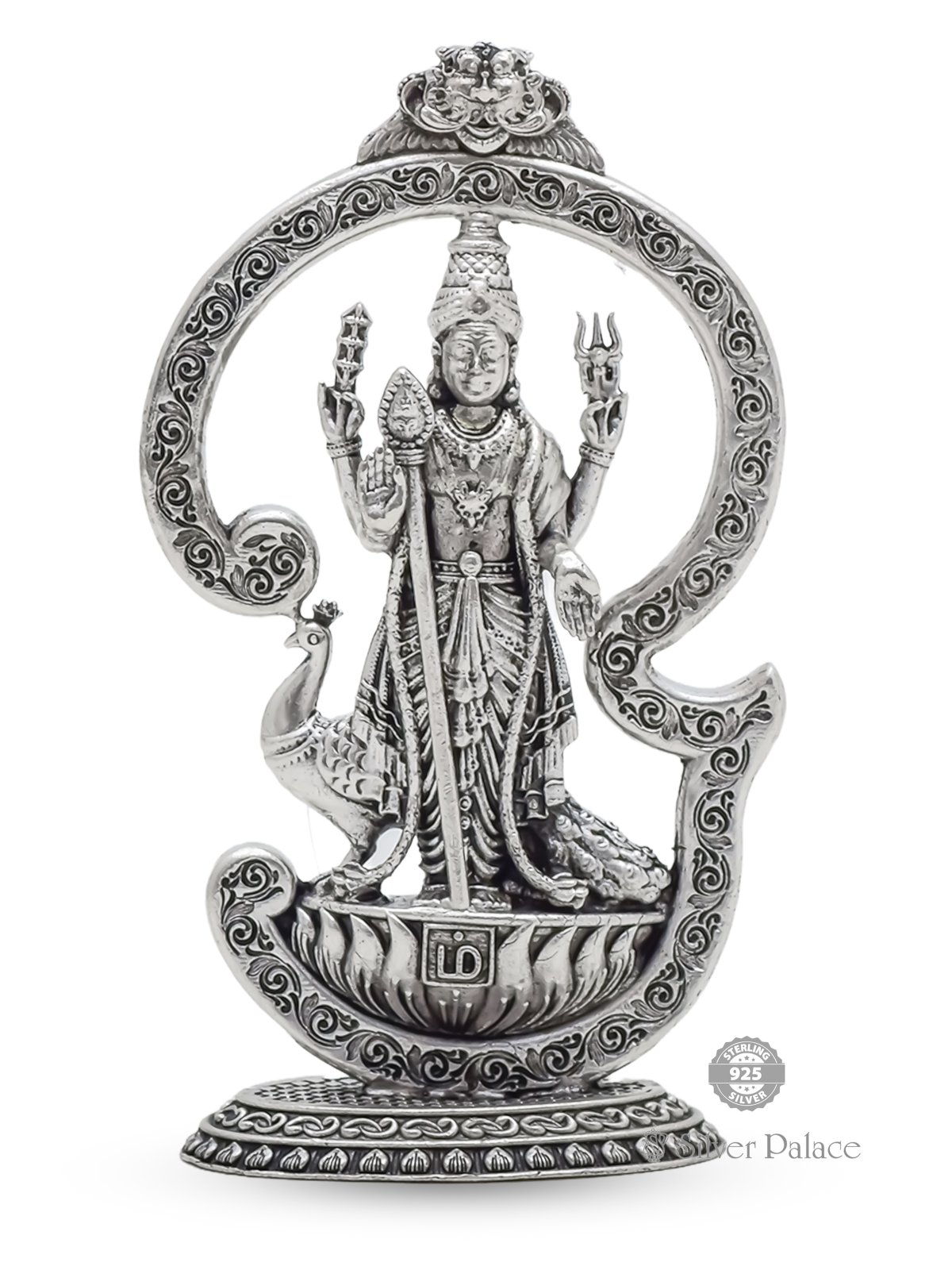 925 OXIDISED SILVER OHM WITH MURUGAN IDOL FOR POOJA PURPOSE 