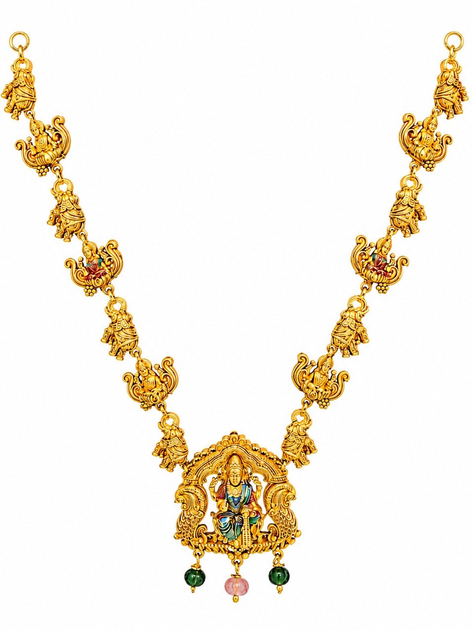 925 SILVER ANTIC GOLD POLISH GAJALAKSHMI NECKLACE FOR WOMEN ANITE COLLECTION