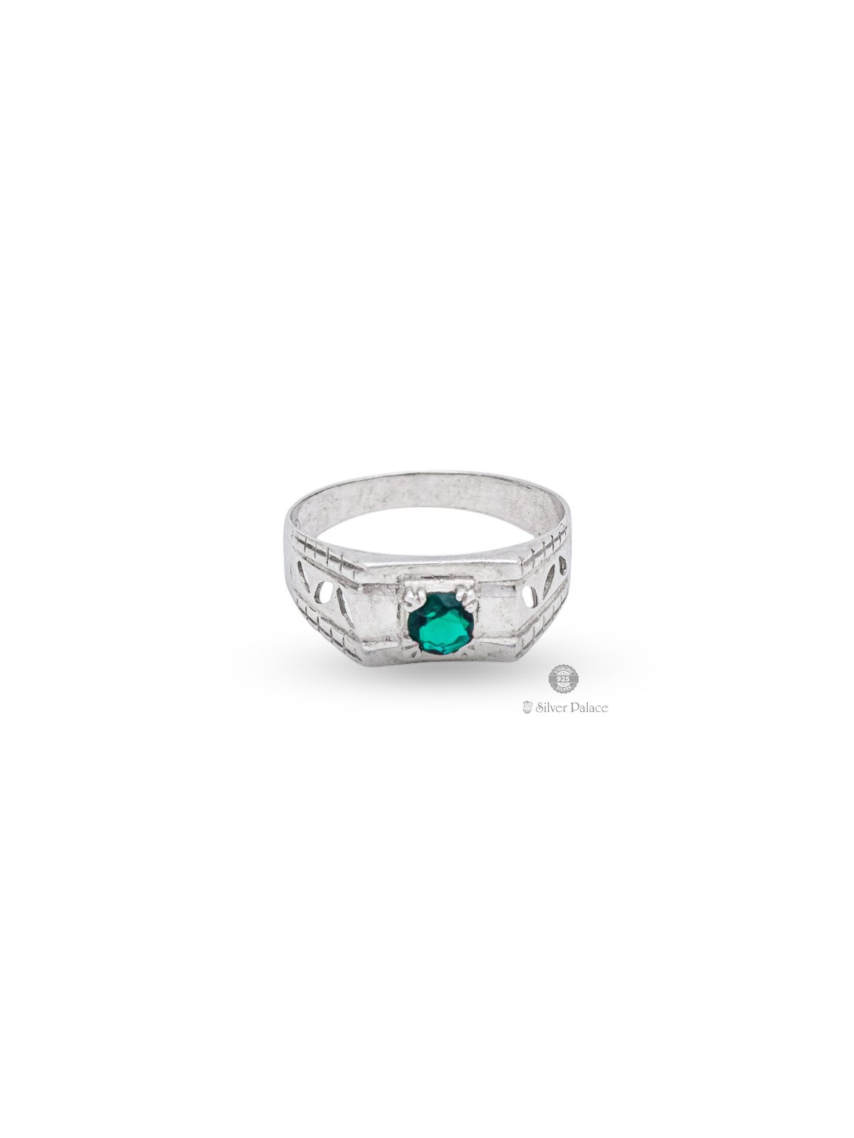 925 Pure Silver Green Stone Rashi Ring For Men And Women