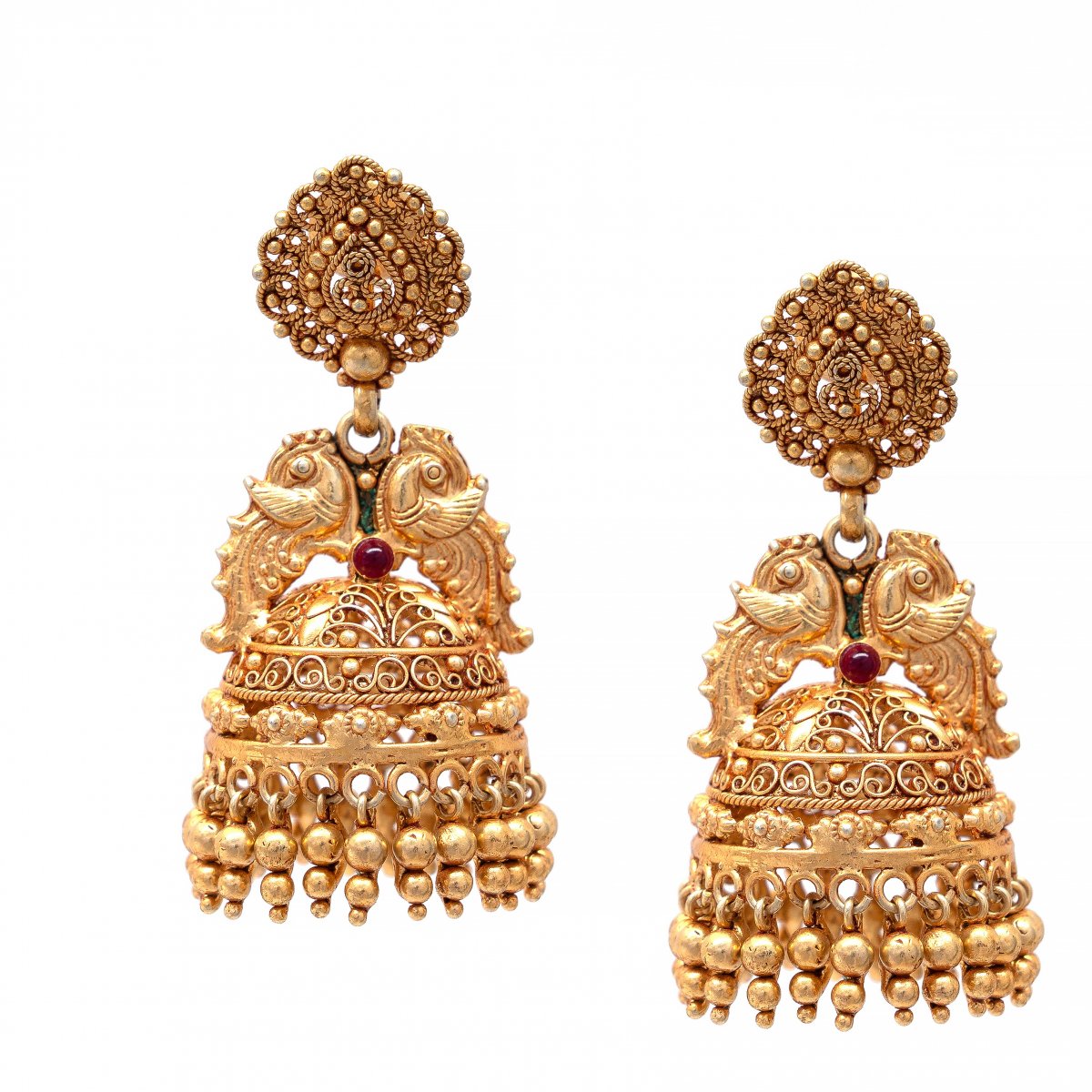 PEACOCK DESIGN TRADITIONAL GOLD PLATED JHUMKA FOR WOMEN & GIRLS 