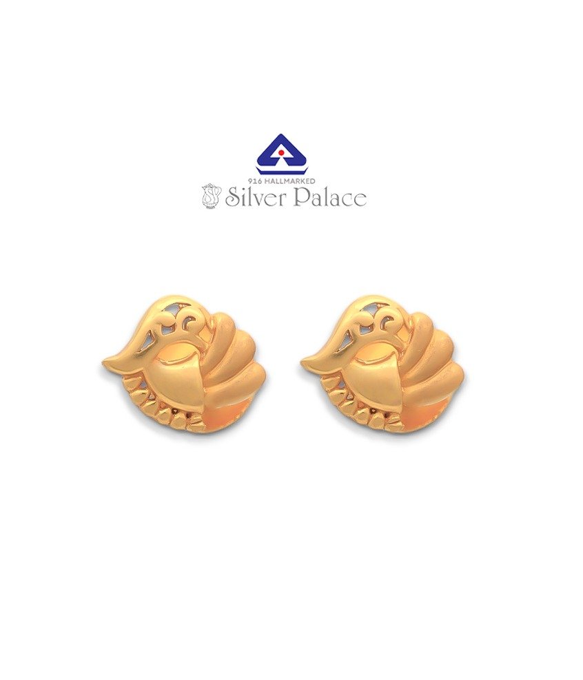 Kanche Collection 22KT Yellow Gold Stud Earrings for Girls