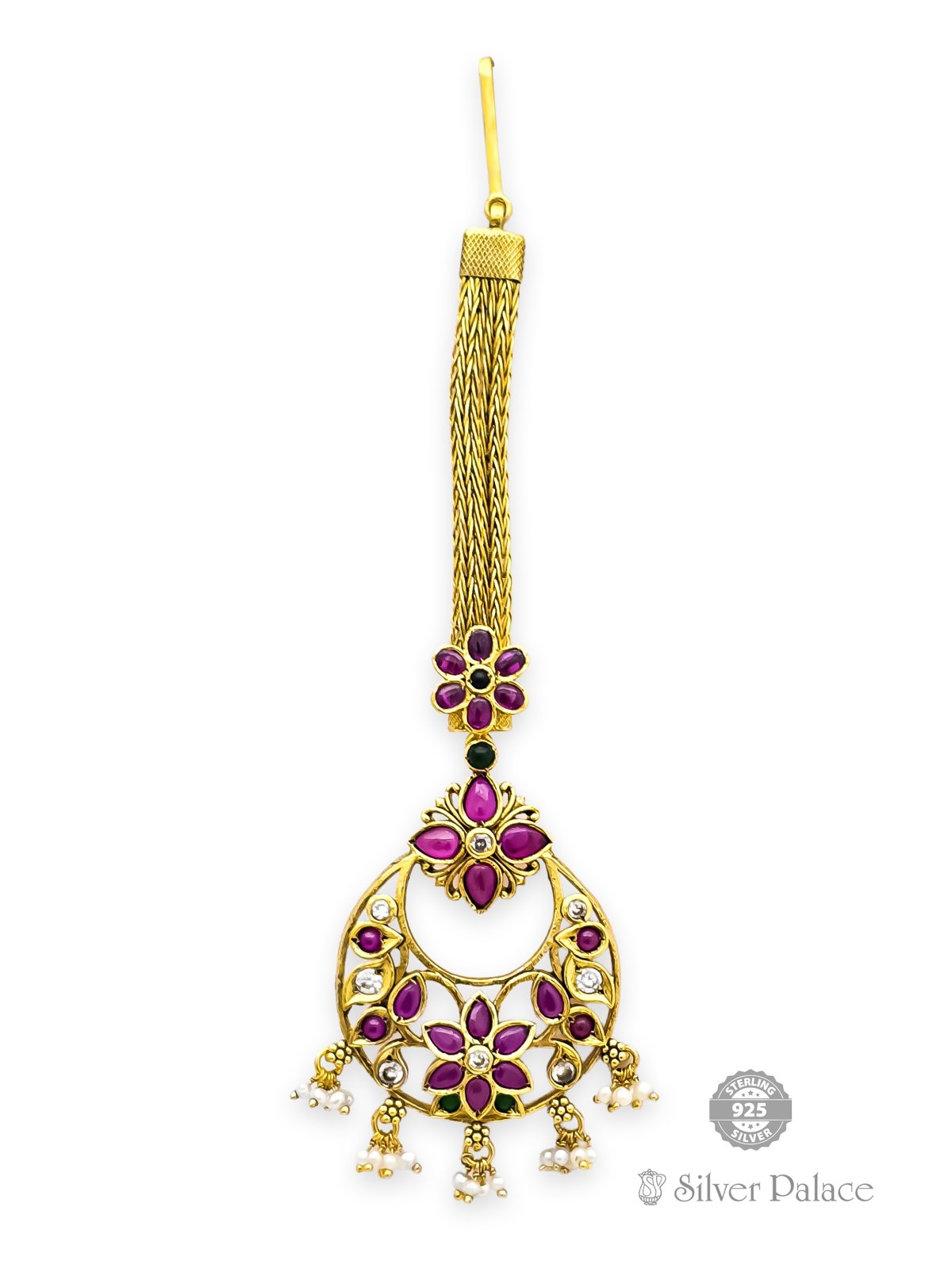 925 SILVER GOLD POLISHED FLORAL DESIGN NETTHI CHUTTI FOR GIRLS ANITE COLLECTION 