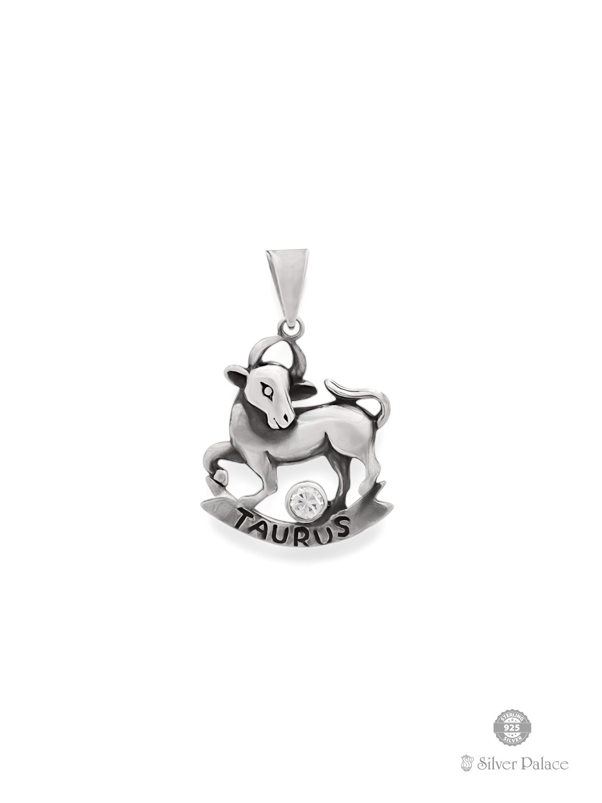 925 OXIDISED SILVER TAURUS ASTROLOGICAL ZODIAC SYMBOL PENDANT 