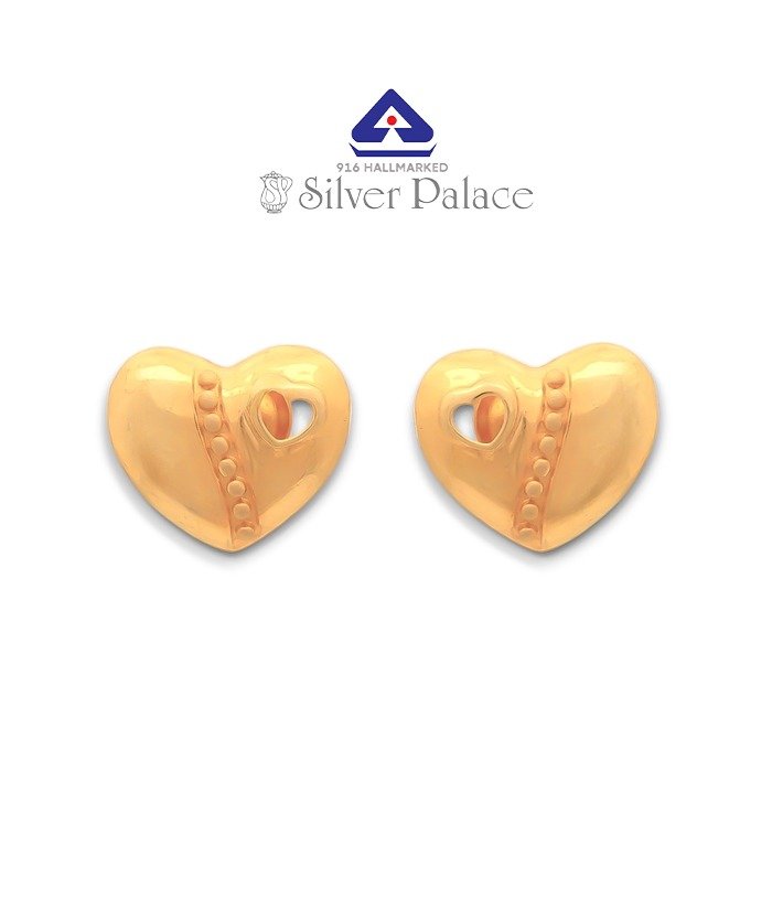  916  Gold With Kanche Collections Fancy  Heart Design Earring For Girls