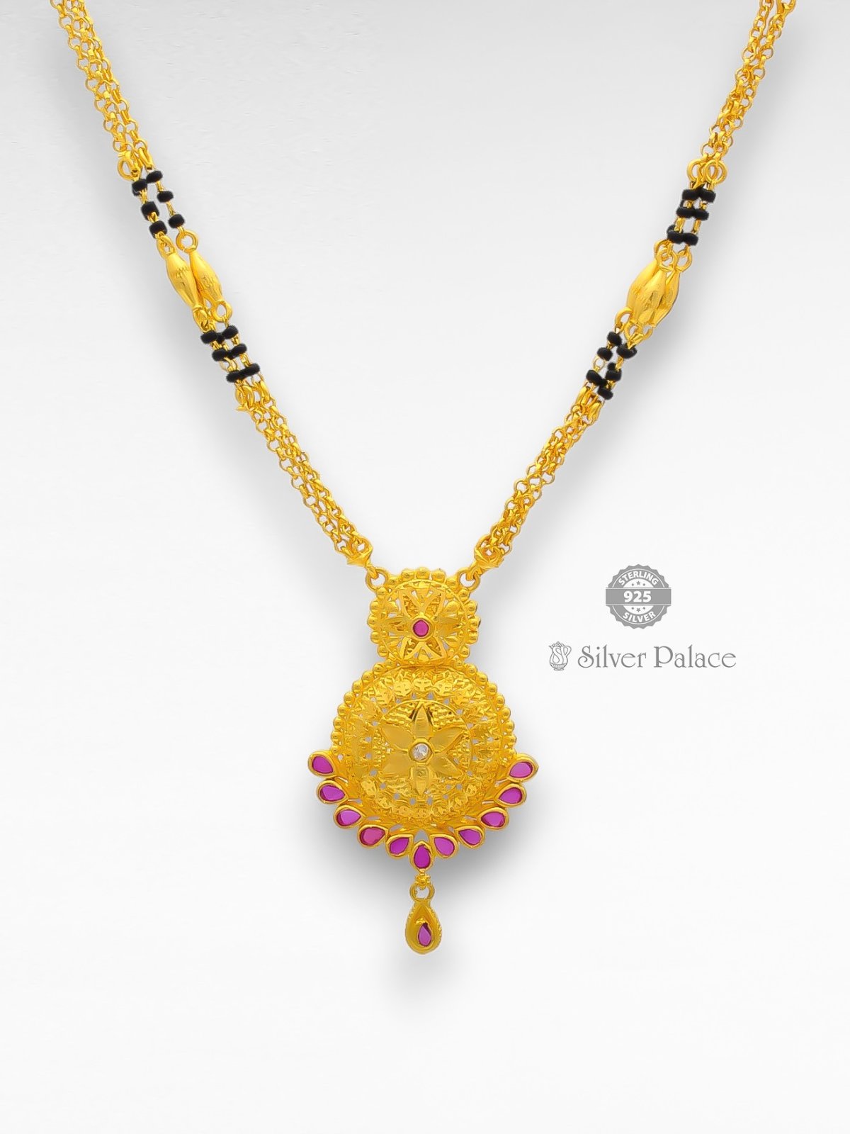 925 SILVER GOLD POLISHED TRADITIONAL STYLE MANGALSUTRA ANITE COLLECTION  