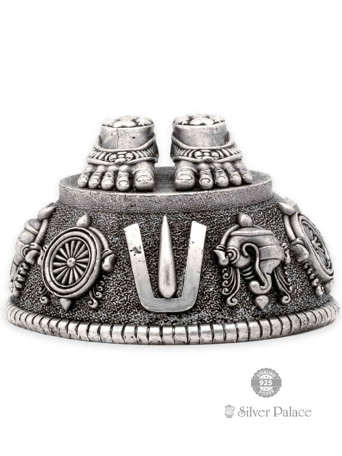 92.5 OXIDISED SILVER PERUMAL PATHAM  WORSHIPING