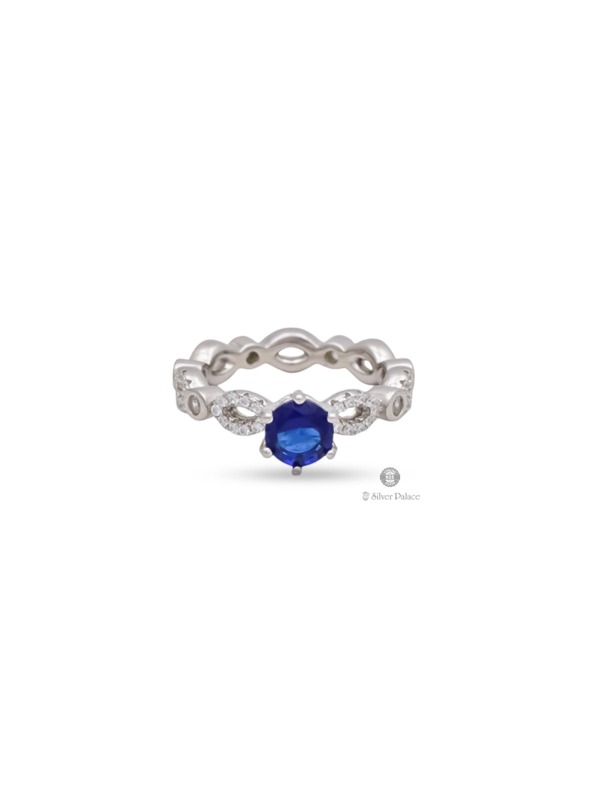 925 STERLING SILVER BLUE WITH WHITE STONE RING FOR WOMEN PUYA COLLECTION 