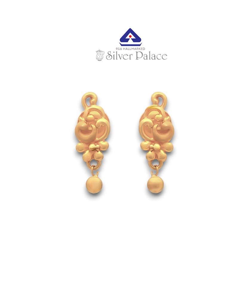 916 Gold with Kanche Collection floral design & drop Earrings for Women 