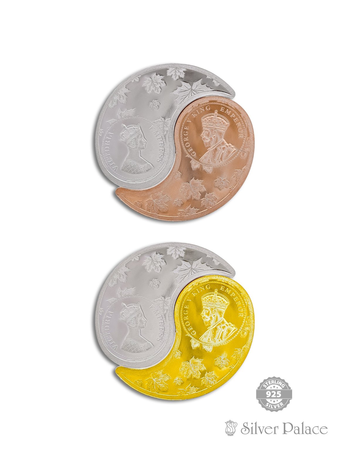 999 SILVER YIN- YANG DUAL GEORGE & VICTORIA DUAL TONE COINS 
