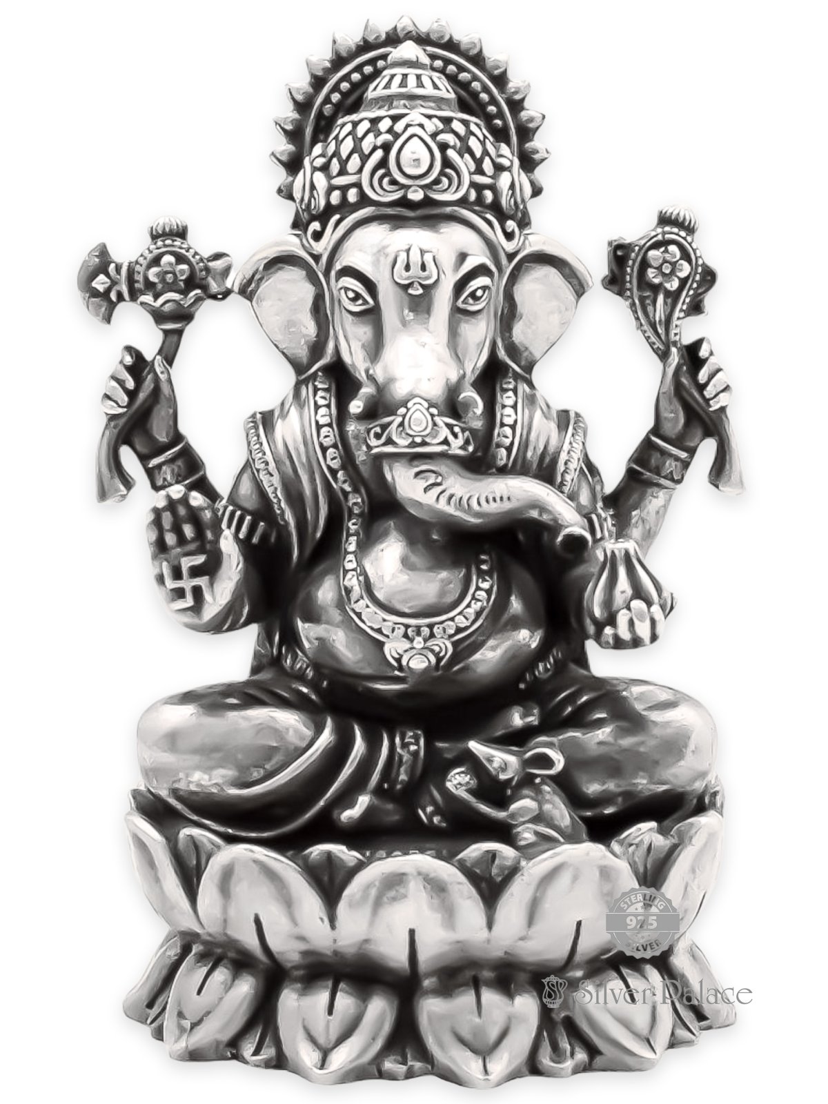 925 OXIDISED SILVER LORD GANESH IDOL FOR POOJA