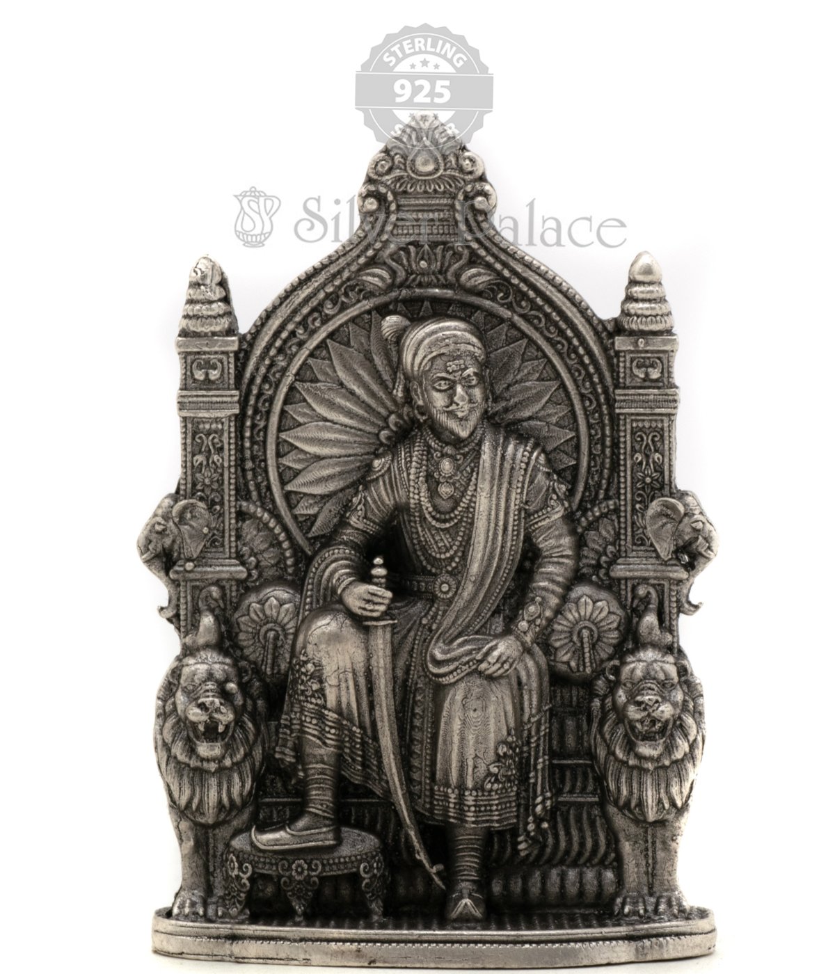 92.5 OXIDISED SILVER Chatrapati Shivaji Maharaj Statue  for show piece 