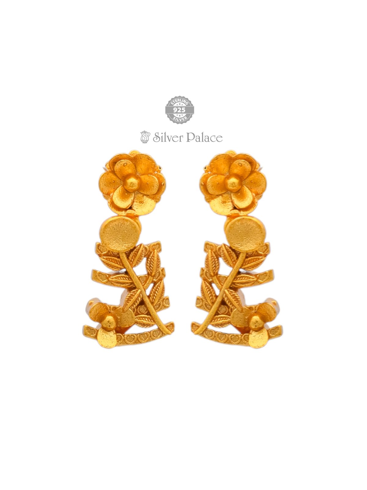 925 SILVER GOLD POLISH FLOWER PLANT DESIGN JHUMKA FOR GIRLS ANITE COLLECTION 