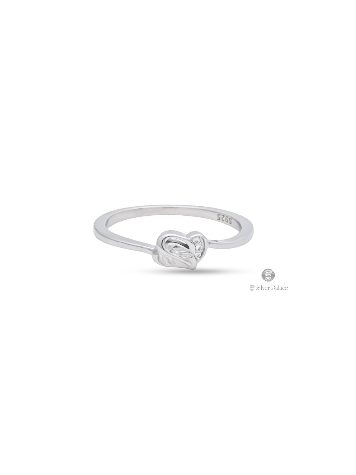 925 STERLING SILVER HEART WITH LEAF DESIGN RING FOR YOUR LOVE PUYA COLLECTION