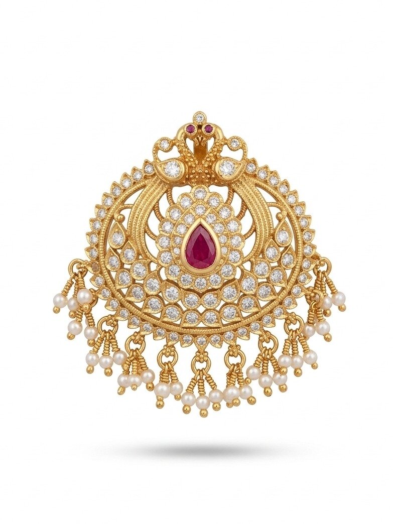 925 SILVER GOLD POLISHED RED COLOR STONES PENDANT FOR LADIES ANITE COLLECTION 