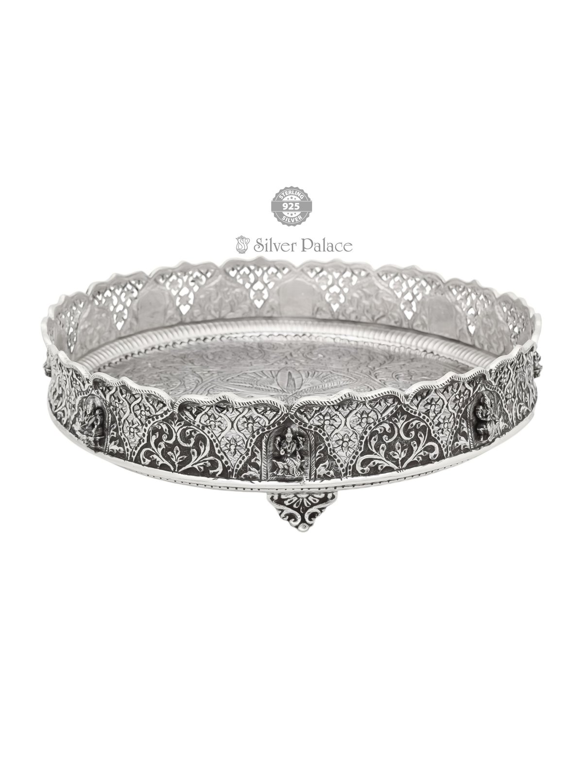925 OXIDISED SILVER ASTALAKSHMI POOJA PLATE FOR TEMPLES