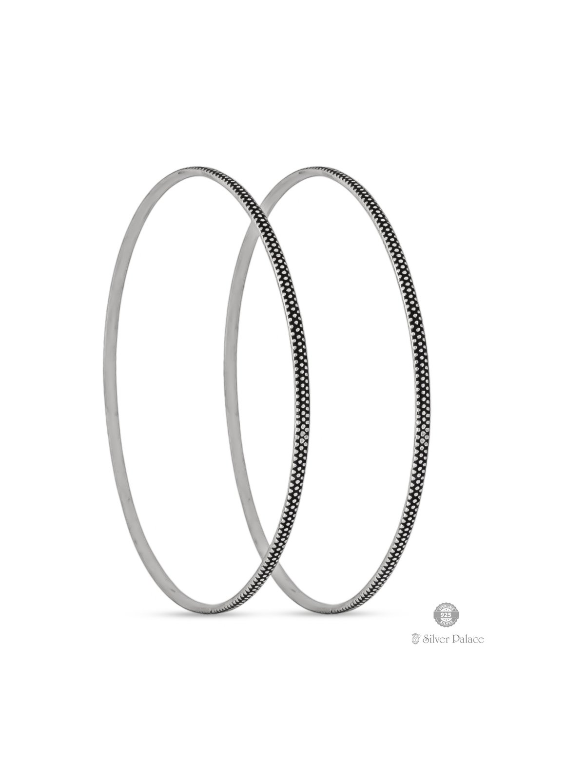 925 OXIDISED SILVER THIN SIZE DOTTED DESIGN BANGLES FOR WOMEN BHAVA COLLECTION 