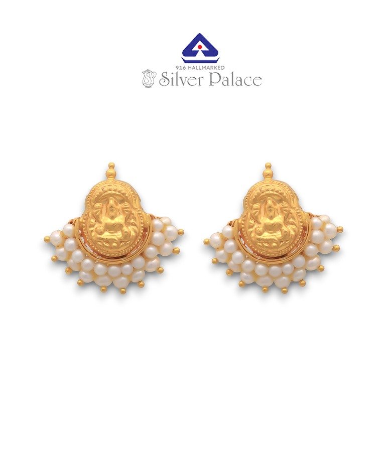 916 Gold Kanche Collection Traditional  Lakshmi With Pearl Earrings for Women 