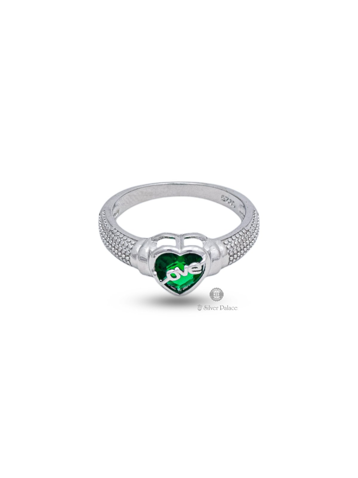 925 STERLING SILVER GREEN STONE LOVE RING FOR YOUR LOVE PRITI COLLECTION 