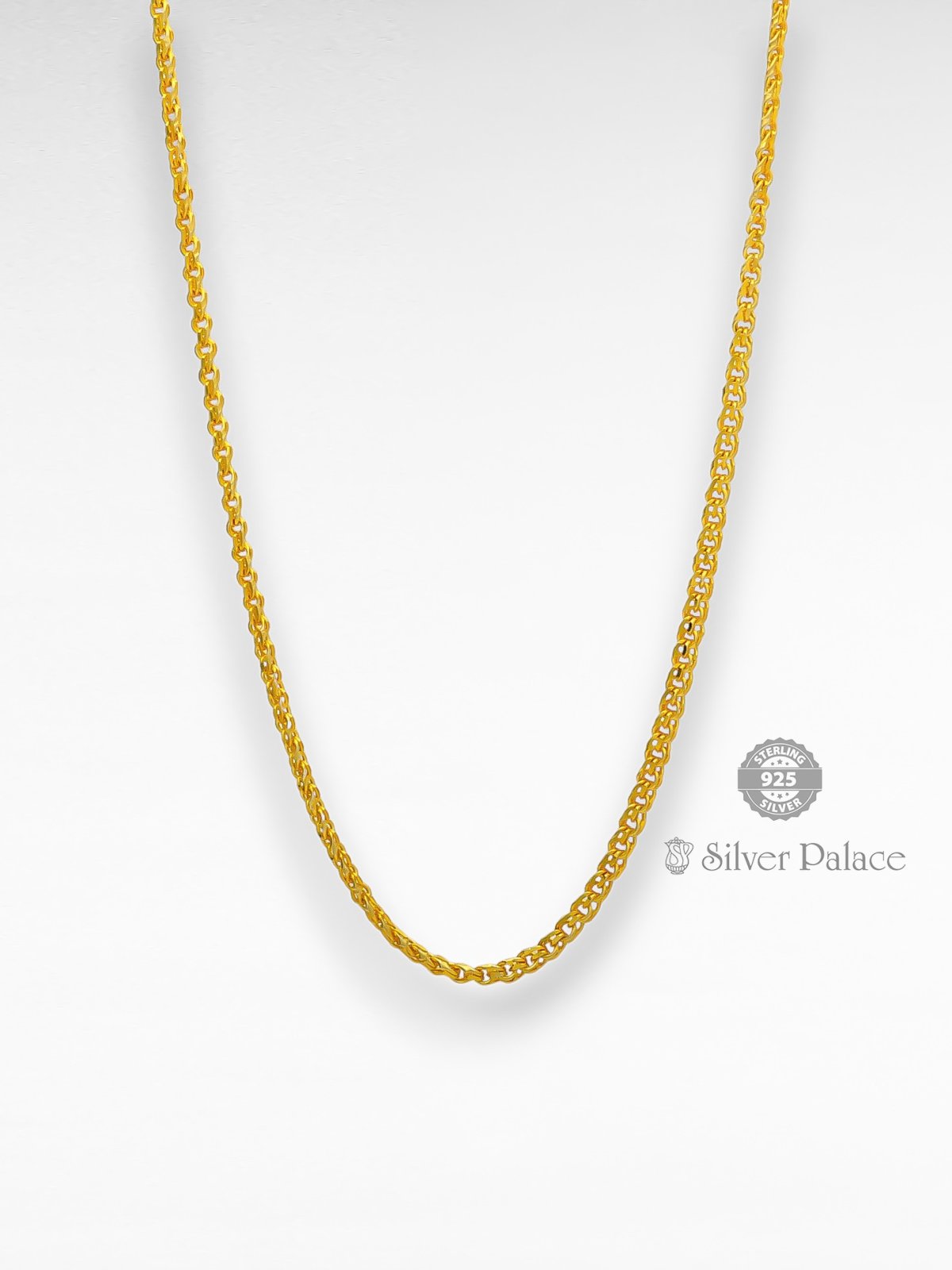 925 SILVER GOLD POLISH CIRCLE LINK CHAIN FOR WOMEN ANITE COLLECTION 