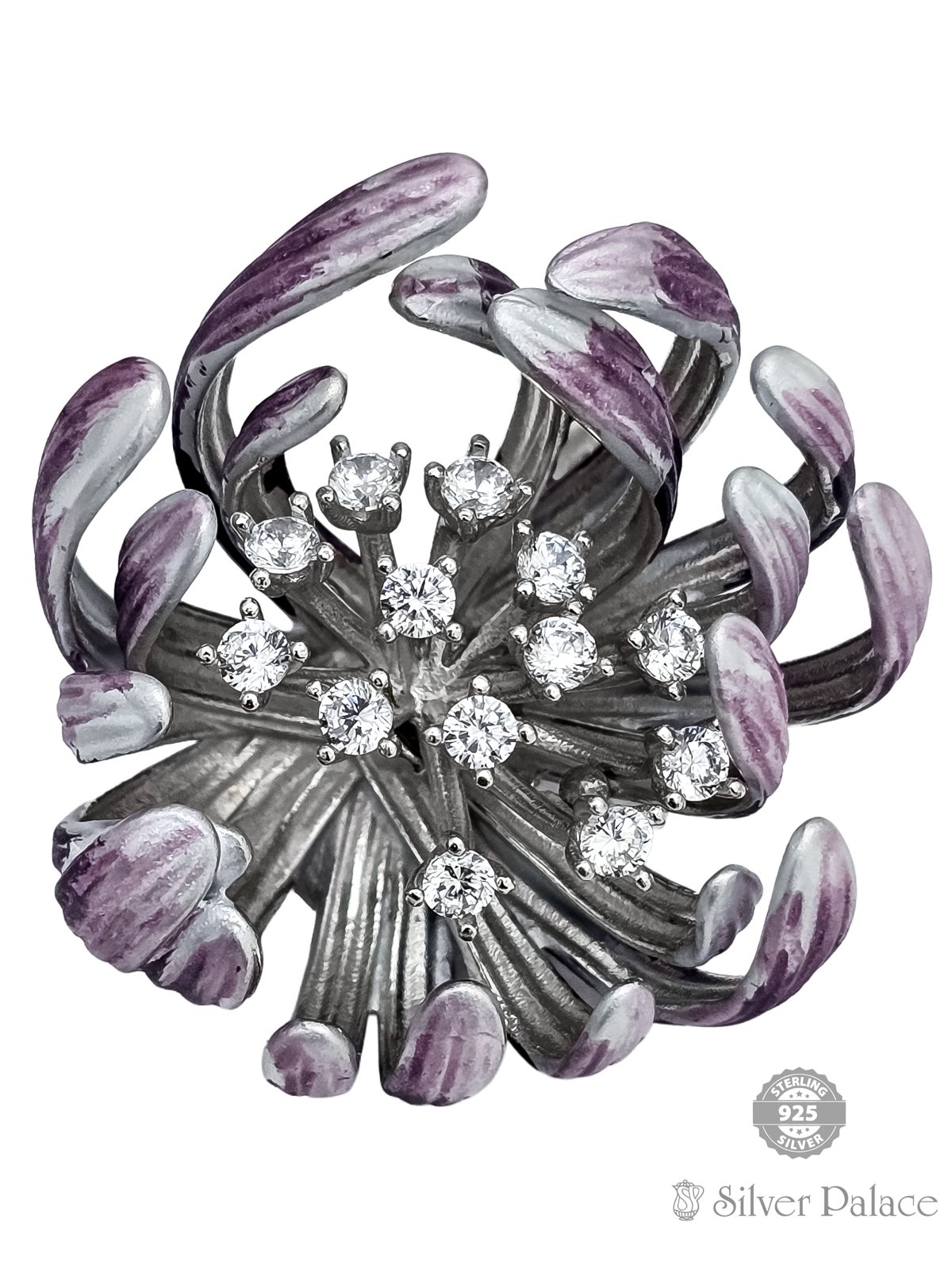 925 STERLING SILVER FLORAL DESIGN BROOCH FOR GIRLS 
