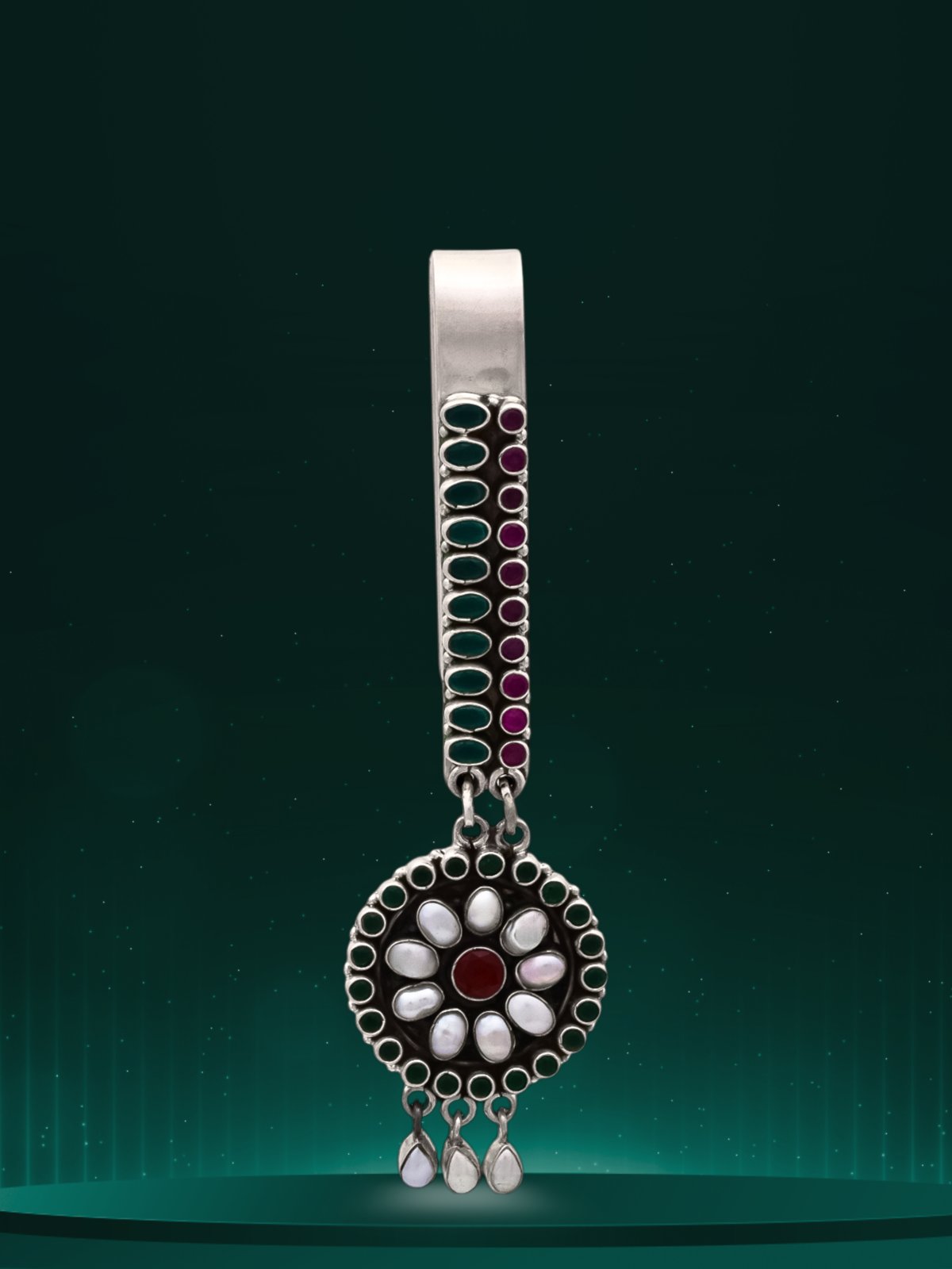 925 SILVER FLORAL DESIGN WITH MULTI COLOUR STONES KEY RINGS FOR GIRLS