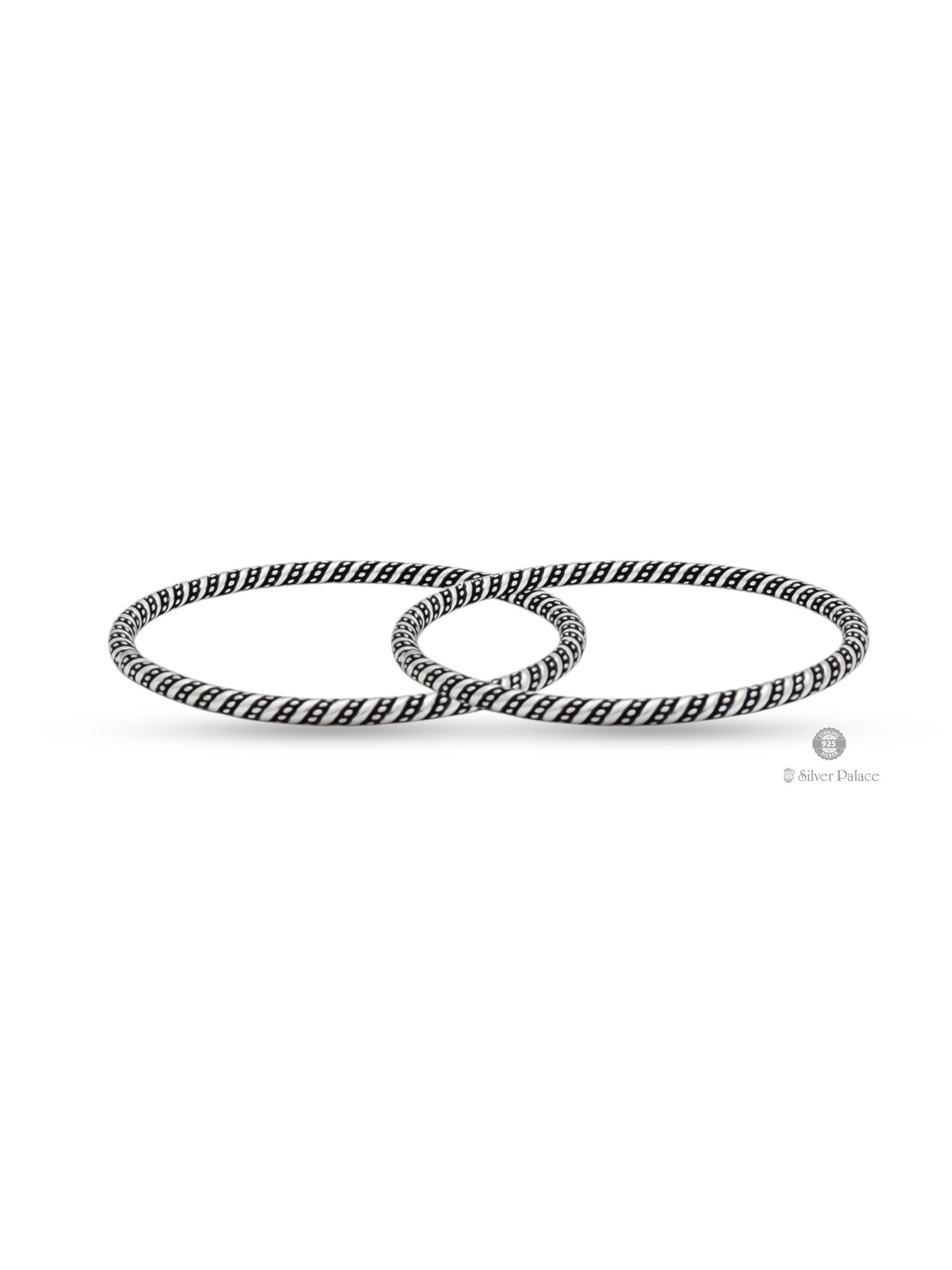 925 OXIDISED SILVER DOTTED DESIGN BANGLES FOR LADIES BHAVA COLLECTION 