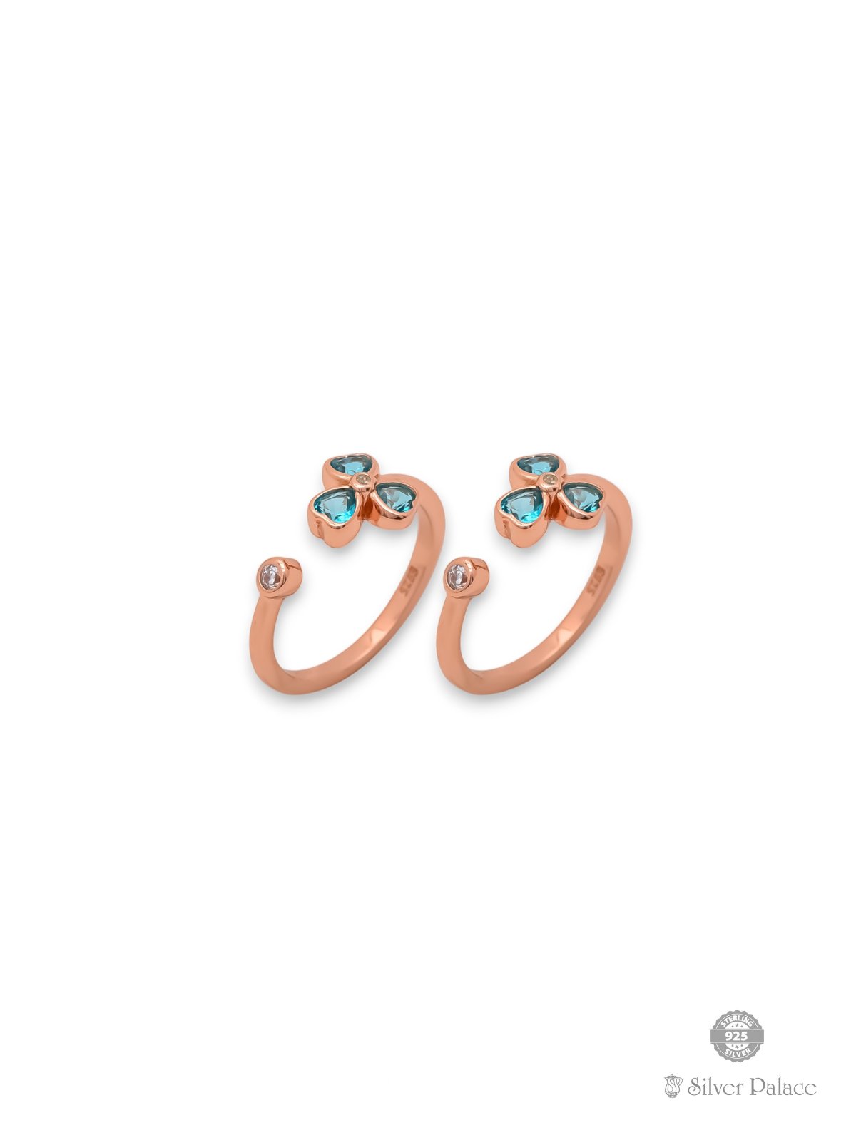 925 SILVER ROSE GOLD POLISHED FLORAL DESIGN TOE RING FOR GIRLS SHEYA COLLECTION 