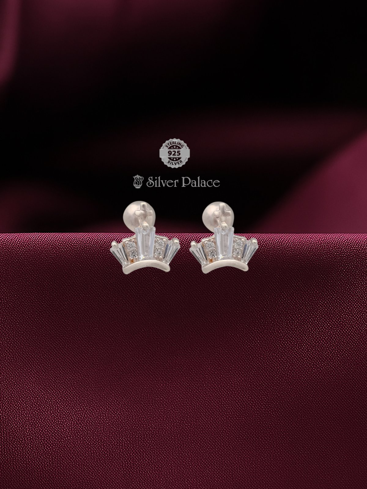 925 STERLING SILVER KING CROWN DESIGN EARRING FOR YOUNG GIRLS ARJITA COLLECTION 