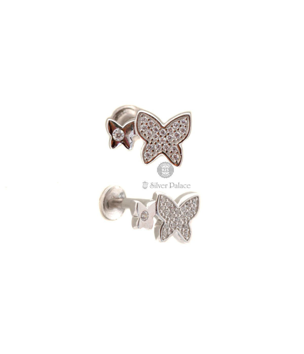 925 Silver Titsy Bitsy Collection Solitaire Butterfly Design Studs Earrings for Women & Girls
