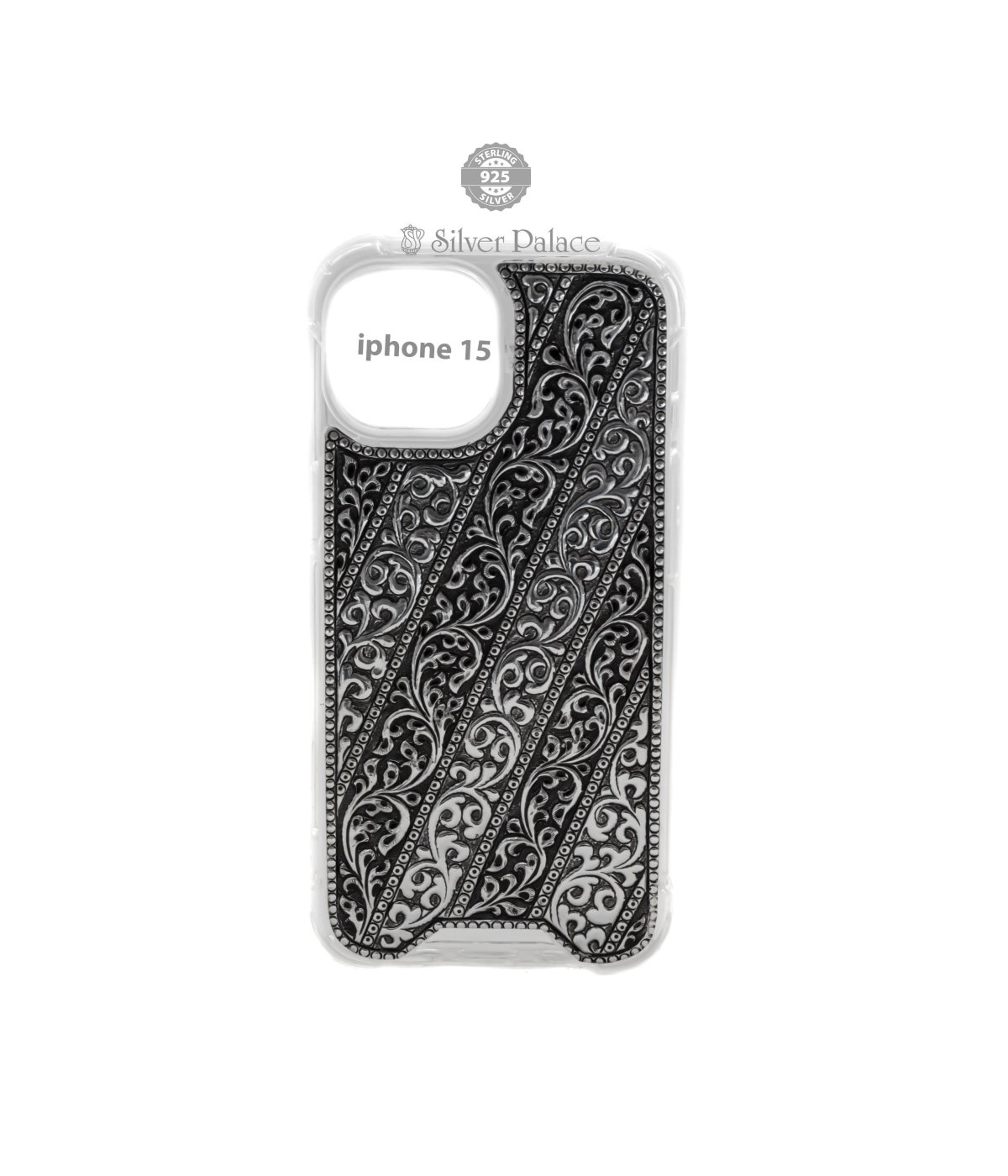 925 SILVER SILICON CASE FOR IPHONE 15 