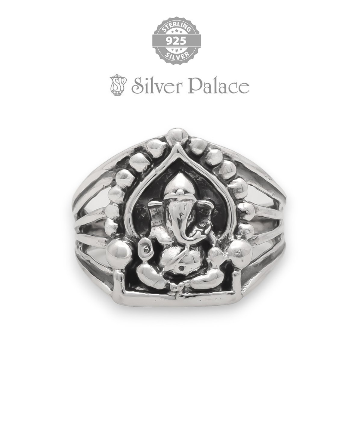 925 OXIDISED SILVER divine collection Ganesha Design Ring 