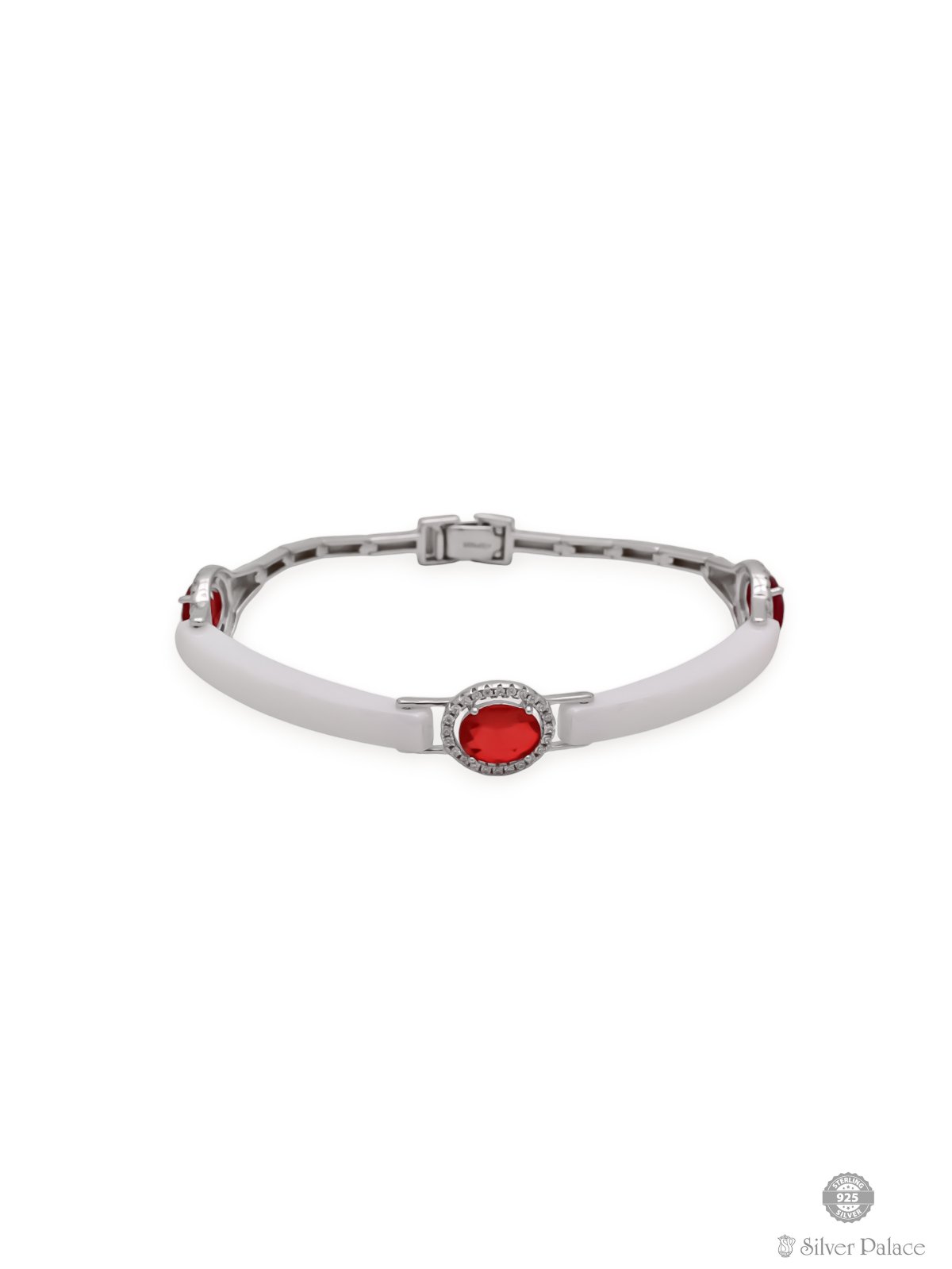 925 STERLING SILVER RED STONE BRACELET FOR GIRLS PRITTI COLLECTION 