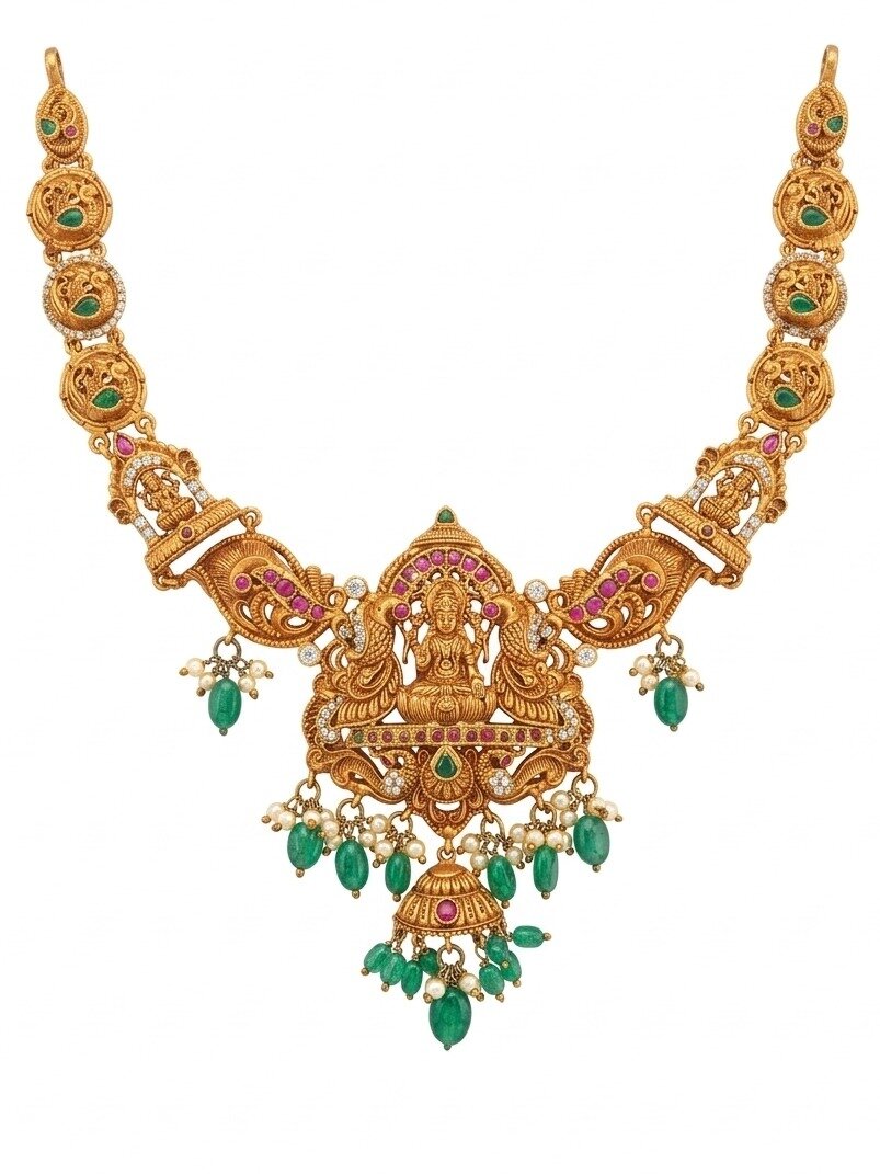 925 STERLING SILVER ANITE COLLECTION GOLD POLISHED PINK STONE WITH PEACOCK NECKLACE FOR WOMEN