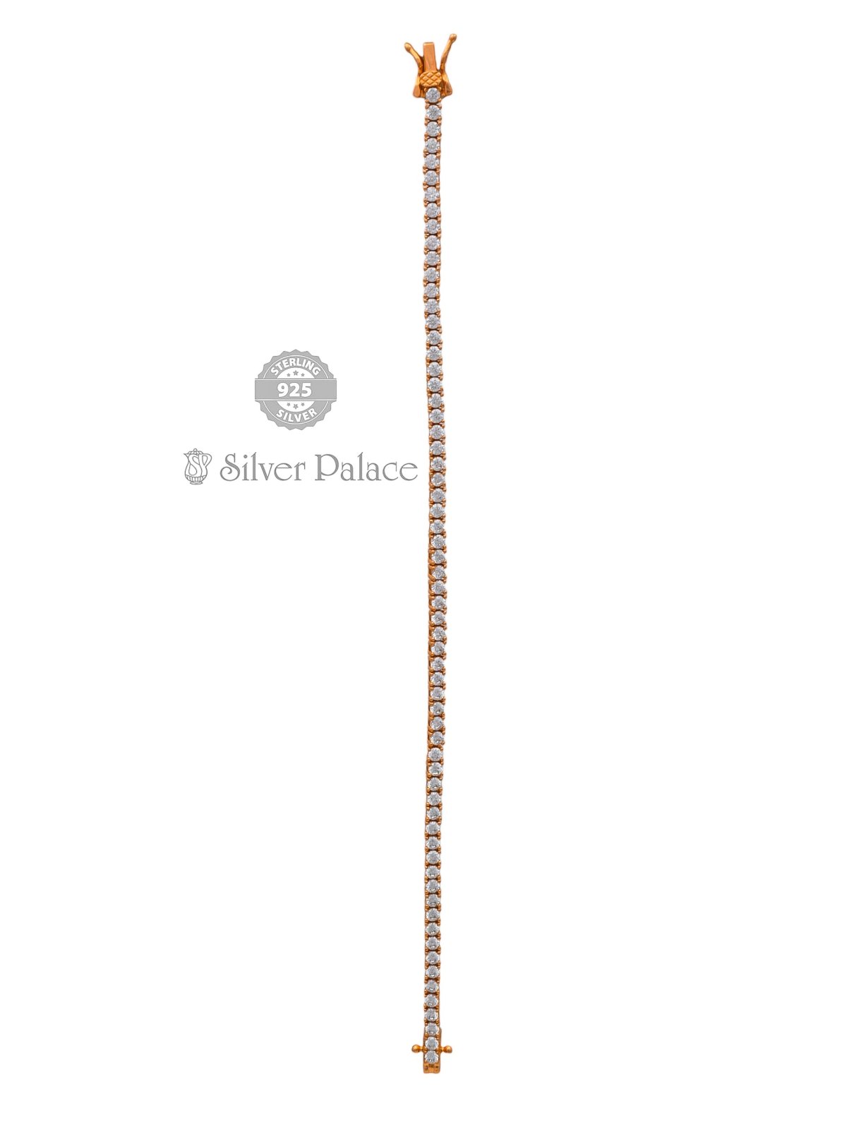 Silver Rose Gold Brecelet With White Stones For Girls Sheya