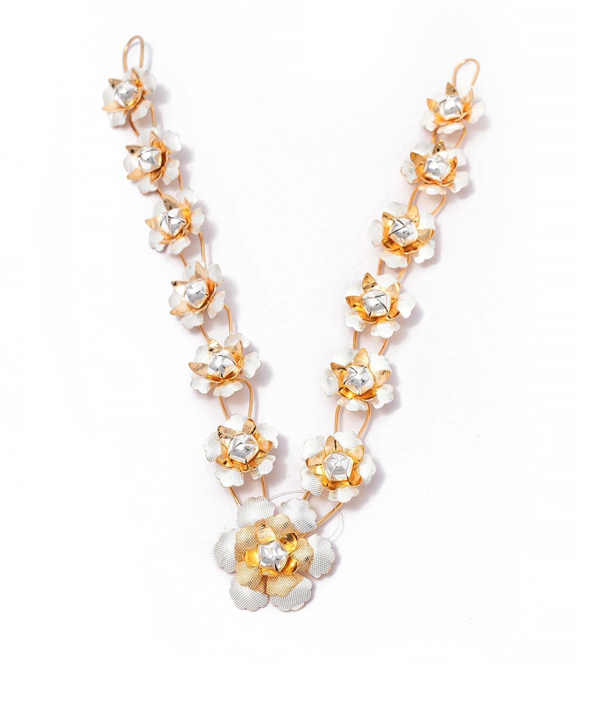 MULTIPURPOSE GOLD AND SILVER POLISHED FLORAL MALA