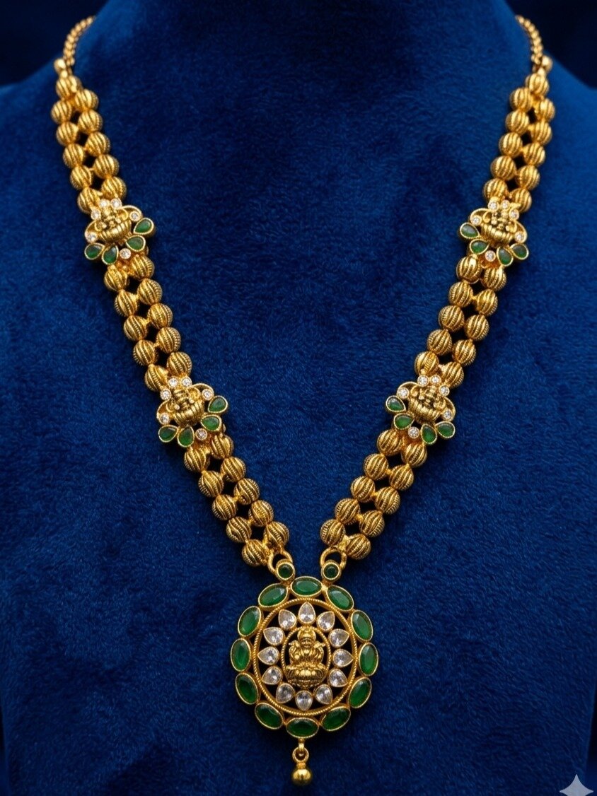 925 Sterling Silver Gold Polished Kundan Necklace for girls anite collection