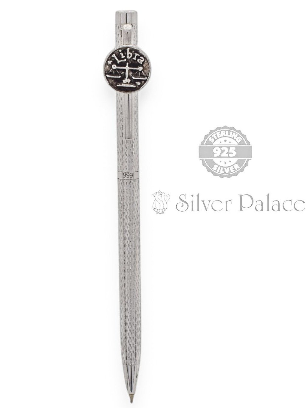 999 PURE SILVER BALLPOINT PEN WITH LIBRA LOGO WRITING INSTRUMENT