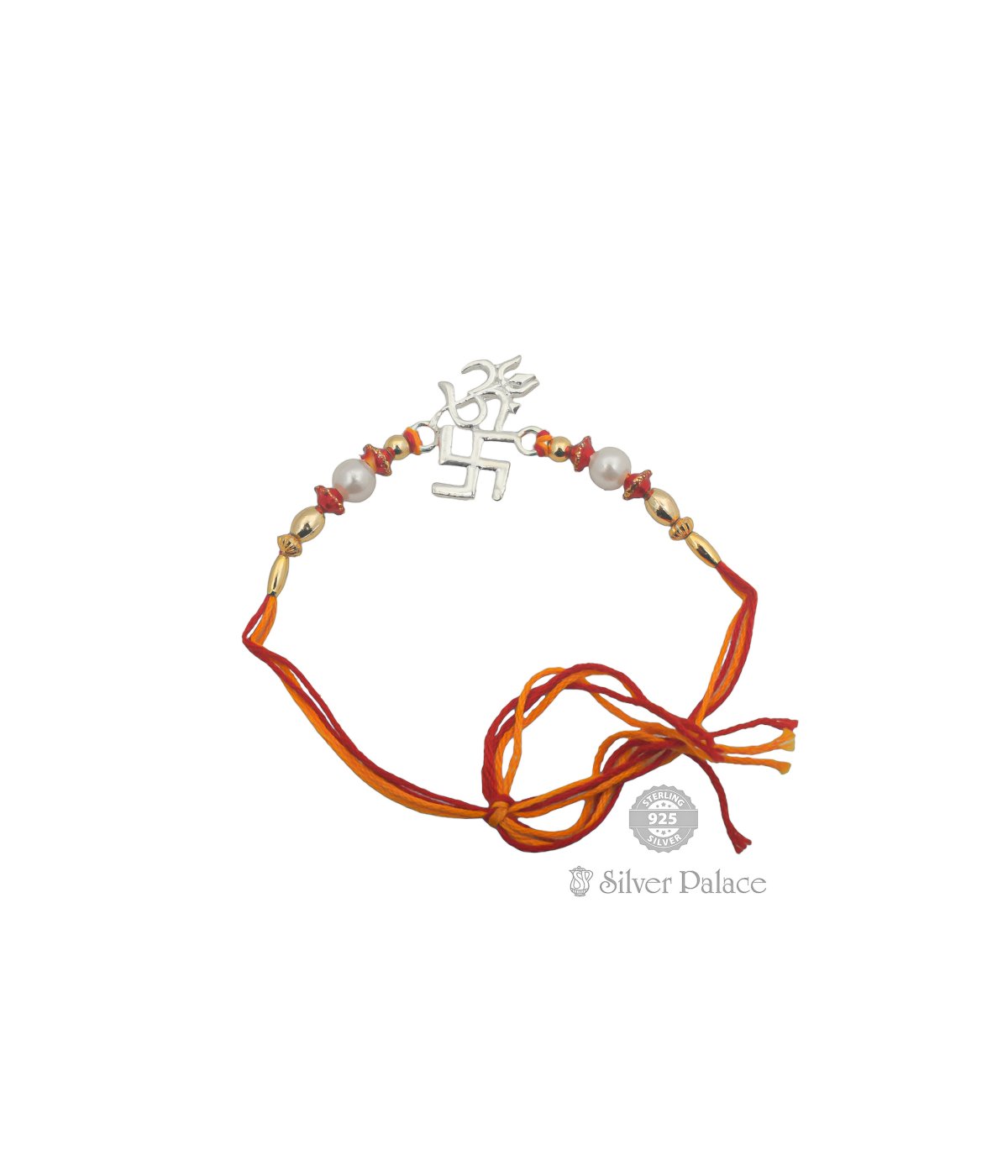 92.5 PURE STERLING SILVER OM & SWASTIK RAKHI FOR BOYS & GIRLS
