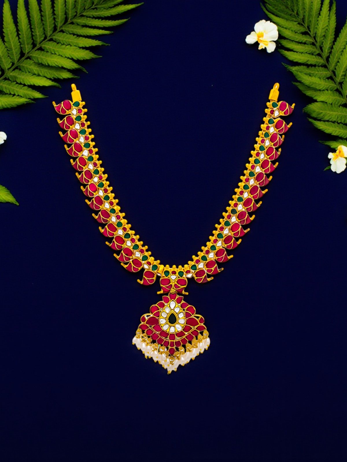 925 SILVER GOLD POLISHED MANGO DESIGN NECKLACE FOR LADIES ANITE COLLECTION 