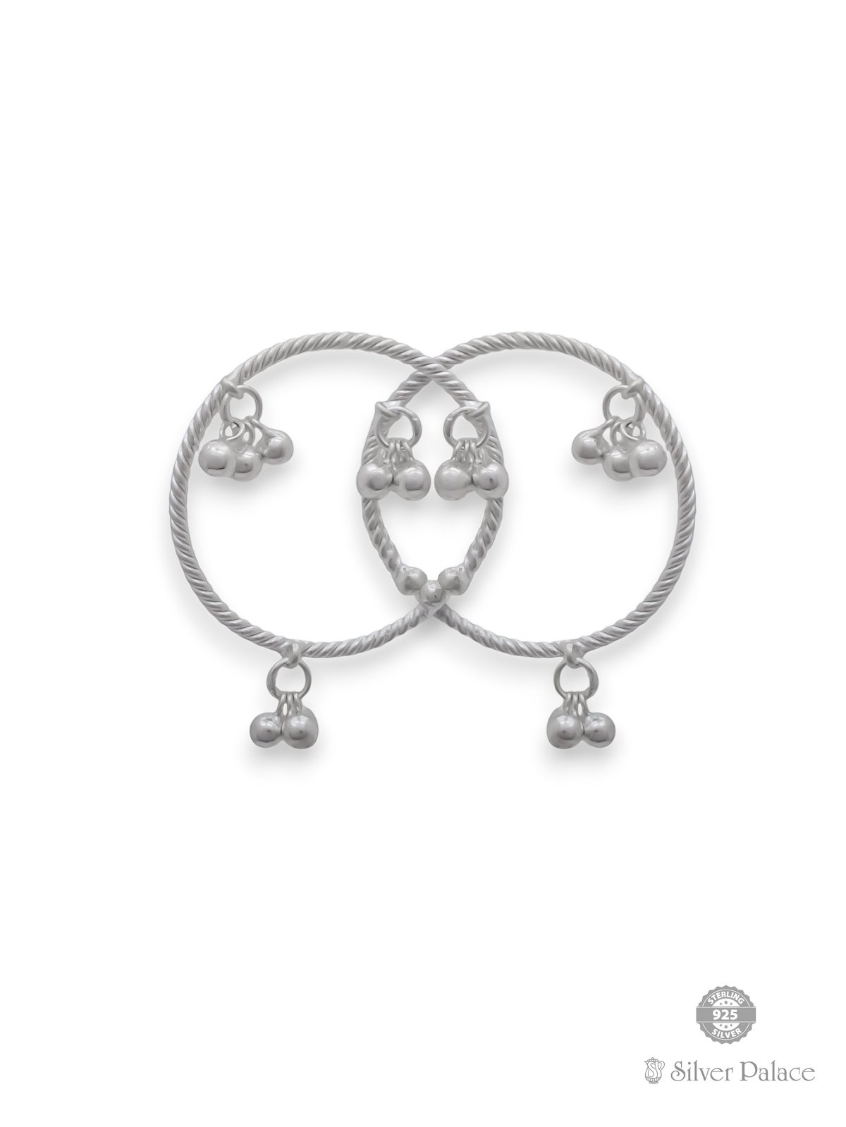SILVER BEADS HANGING ANKLETS FOR KIDS 
