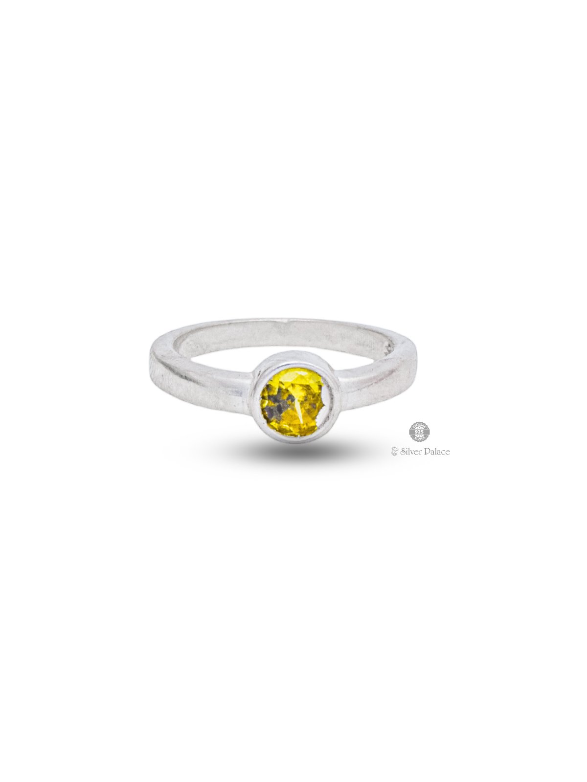925 STERLING SILVER ROUND SHAPE YELLOW STONE RASHI RING UNISEX 